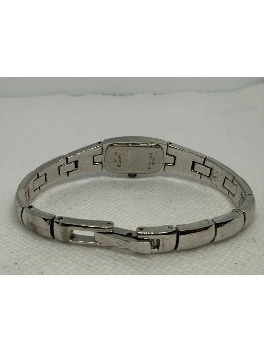 Bulova 96L98 Women's Bracelet Watch Silver-Tone Bangle Blue Sparkle Dial